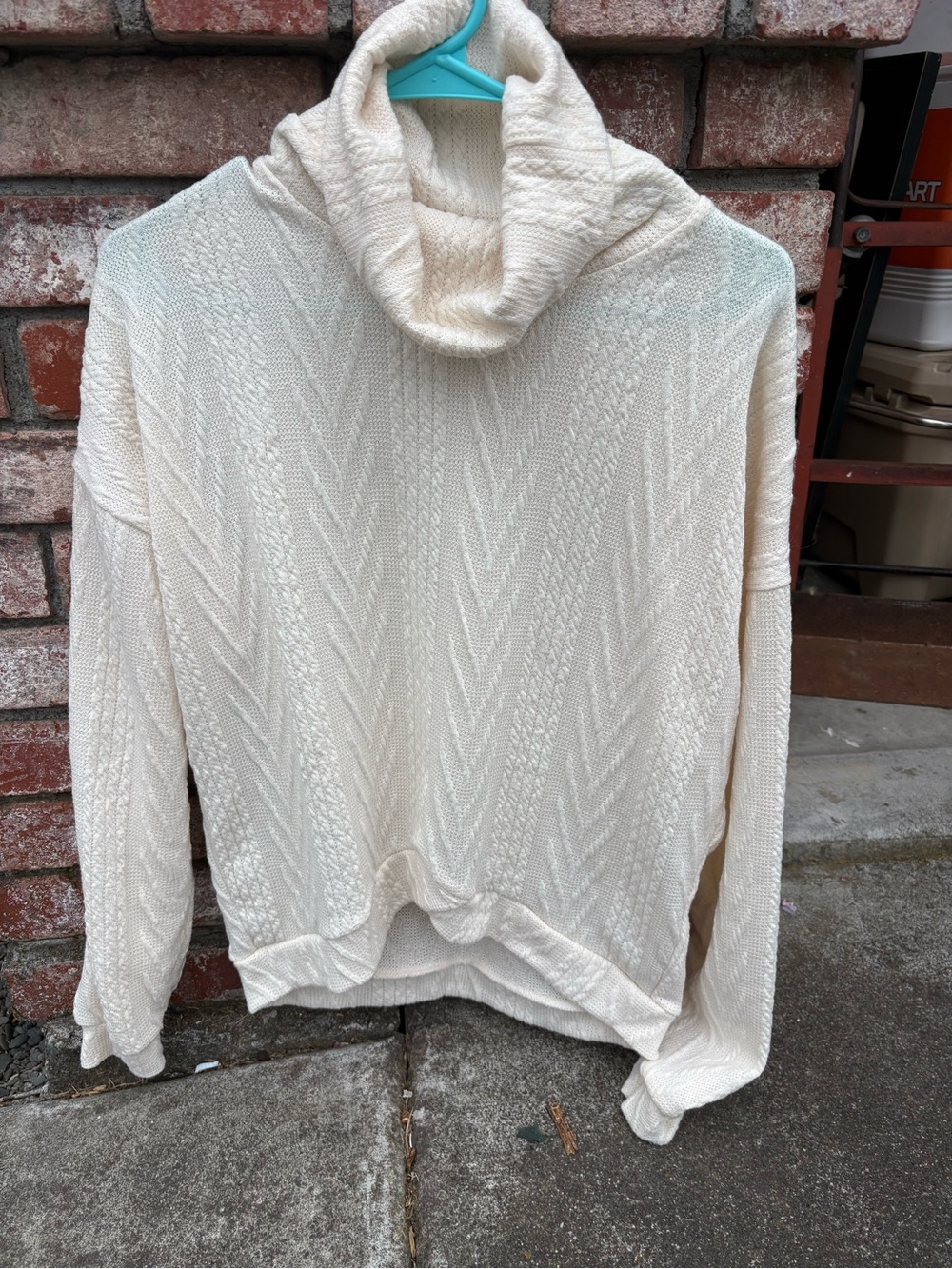 Daytrip Cream Cable-Knit Cowl Neck Sweater